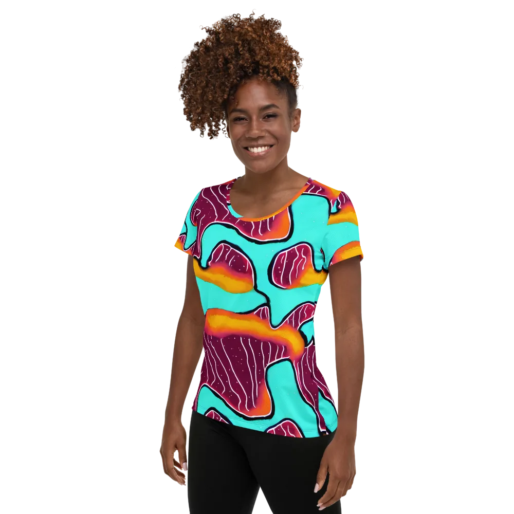 Aqua Heat on Women's Athletic T-Shirt — Left