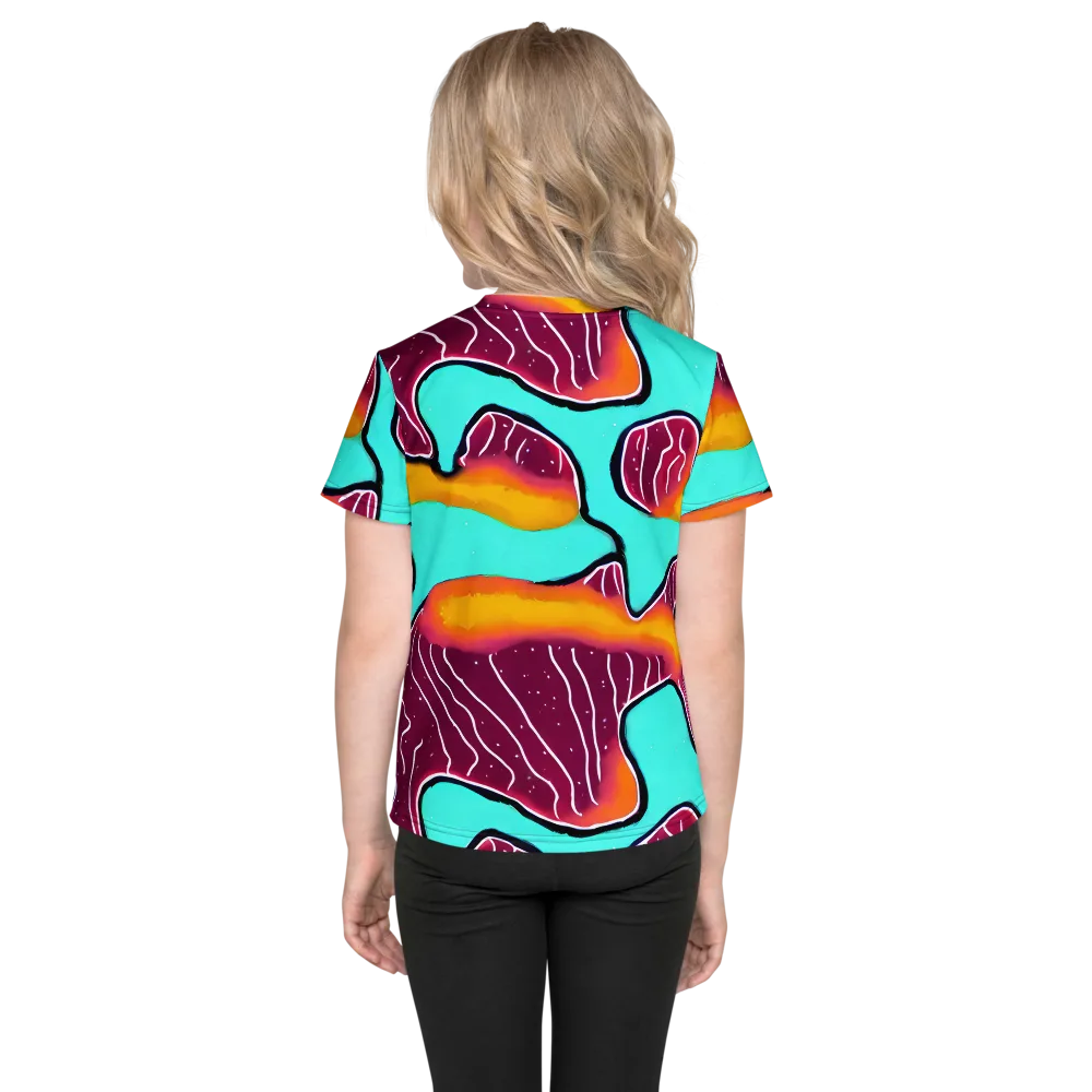 Aqua Heat on Kids Crew Neck T-Shirt — Back