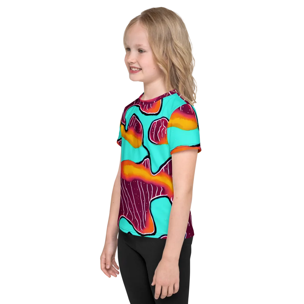 Aqua Heat on Kids Crew Neck T-Shirt — Left
