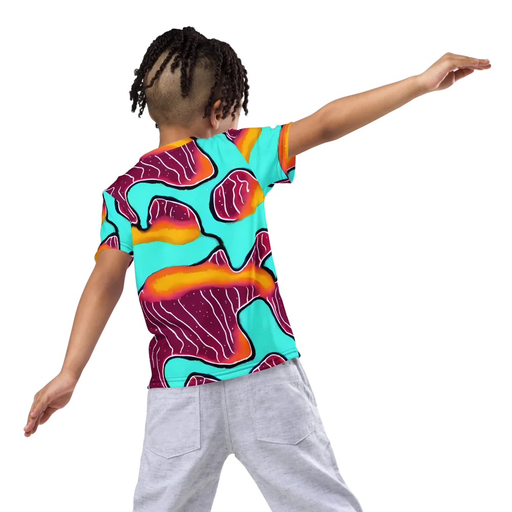 Aqua Heat on Kids Crew Neck T-Shirt — Back