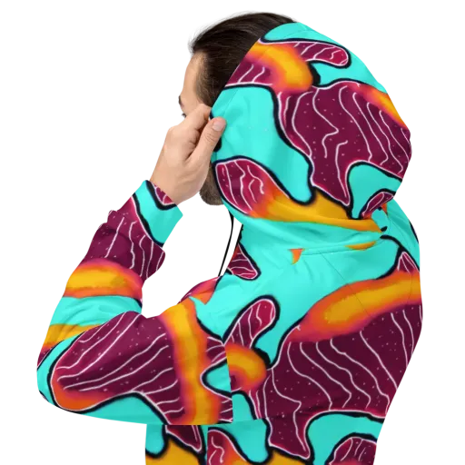 Aqua Heat on a Hoodie