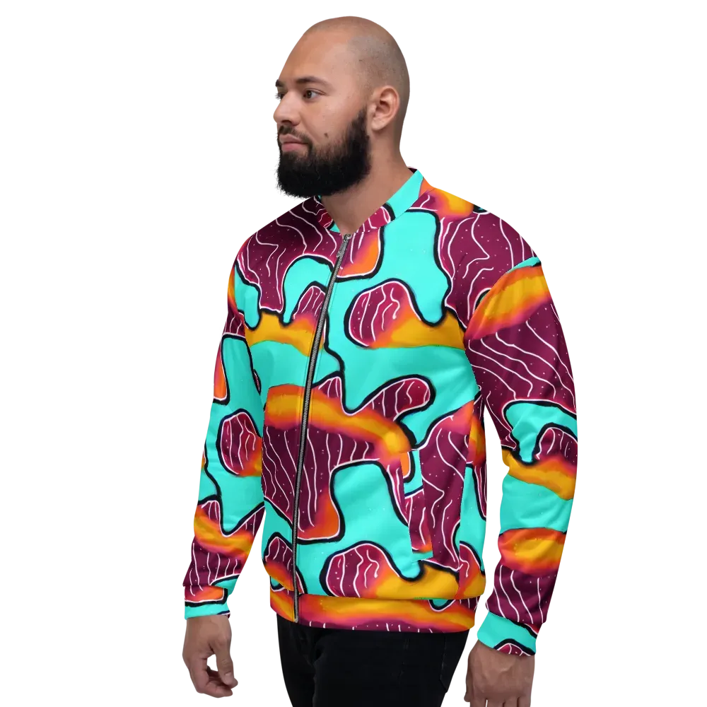 Aqua Heat on Bomber Jacket — Left