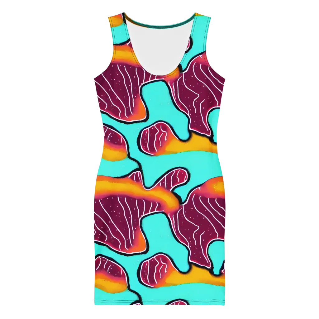 Aqua Heat on Bodycon Dress — Front