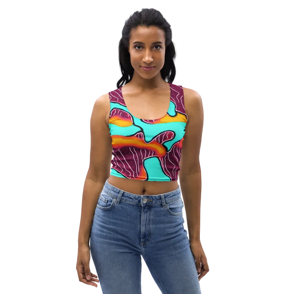 Aqua Heat on Crop Top — Front