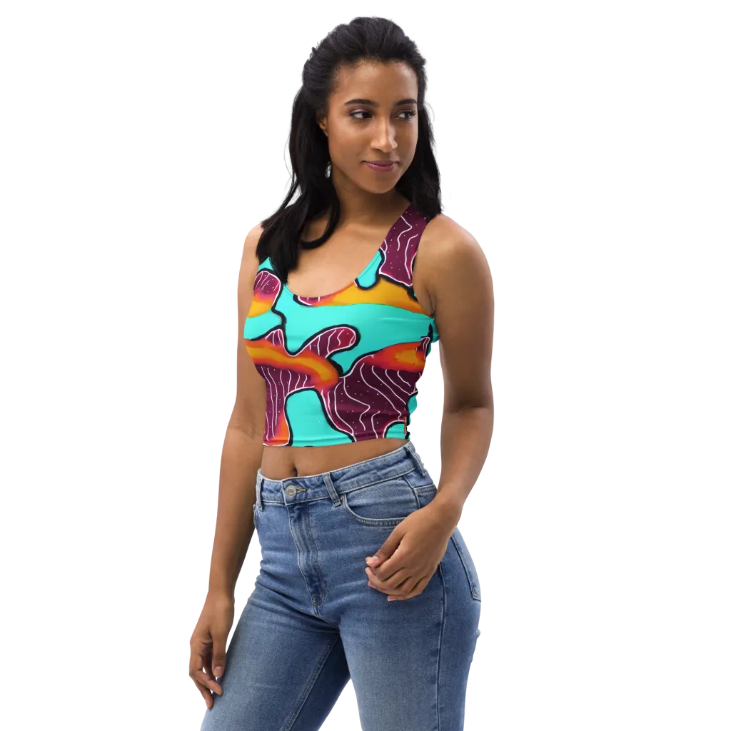 Aqua Heat on Crop Top — Left Front