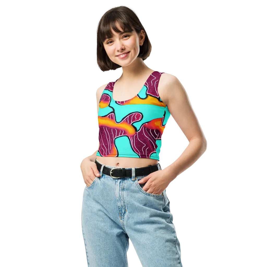 Aqua Heat on Crop Top — Front