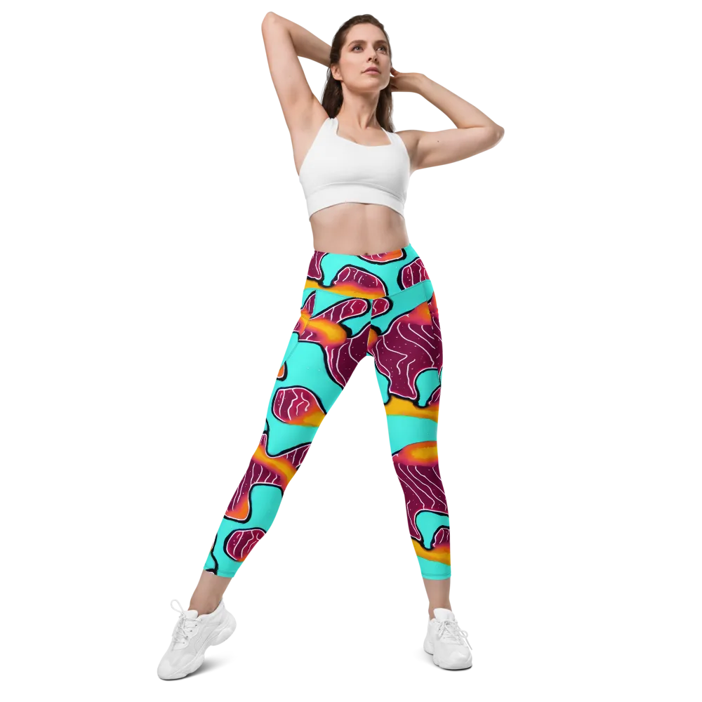Aqua Heat on Leggings with Pockets — Front