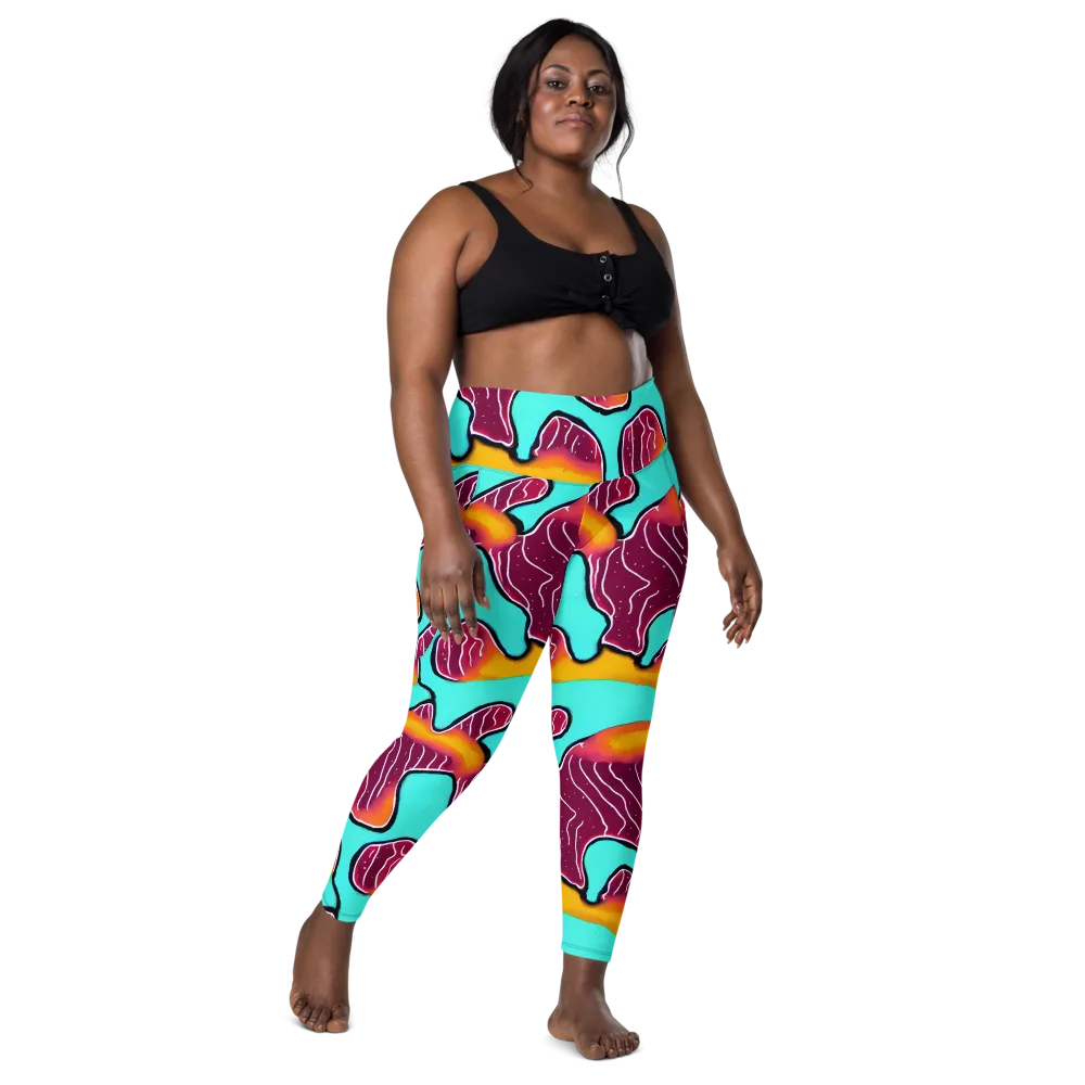 Aqua Heat on Leggings with Pockets — Front