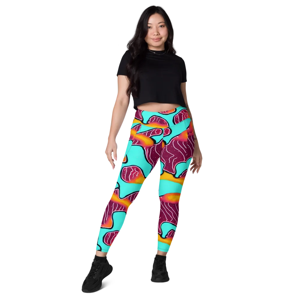Aqua Heat on Leggings with Pockets — Front