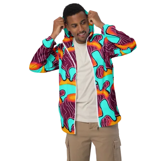 Aqua Heat on a Men's Windbreaker