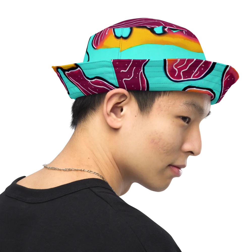 Aqua Heat on Reversible Bucket Hat — Right Outside