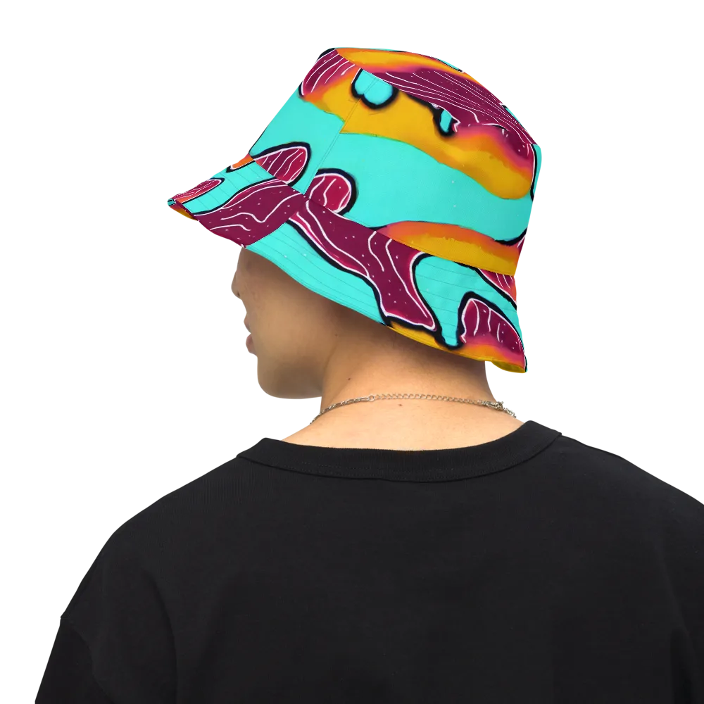 Aqua Heat on Reversible Bucket Hat — Back Inside