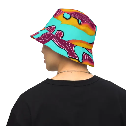 Aqua Heat on a Reversible Bucket Hat