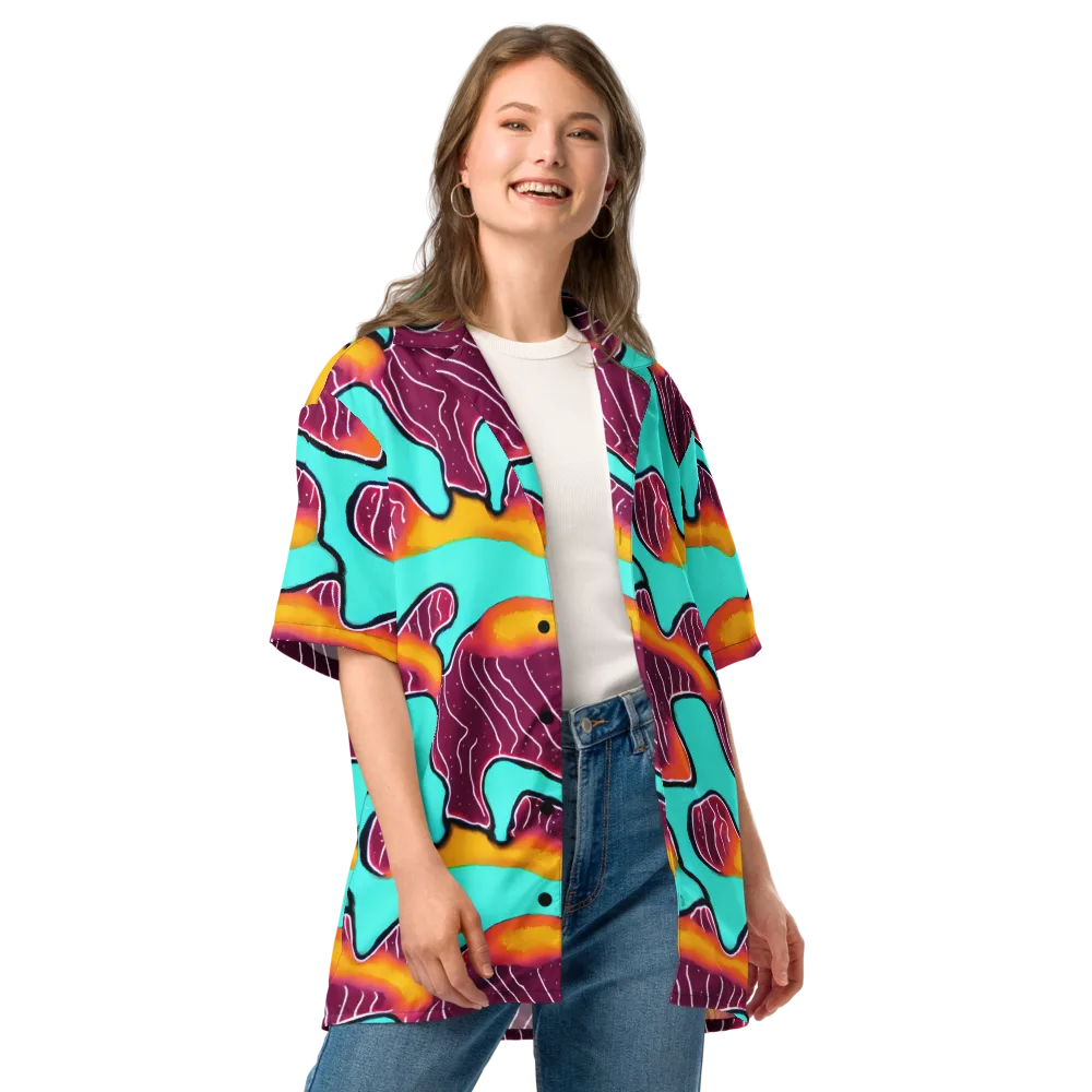 Aqua Heat on Button Shirt — Front