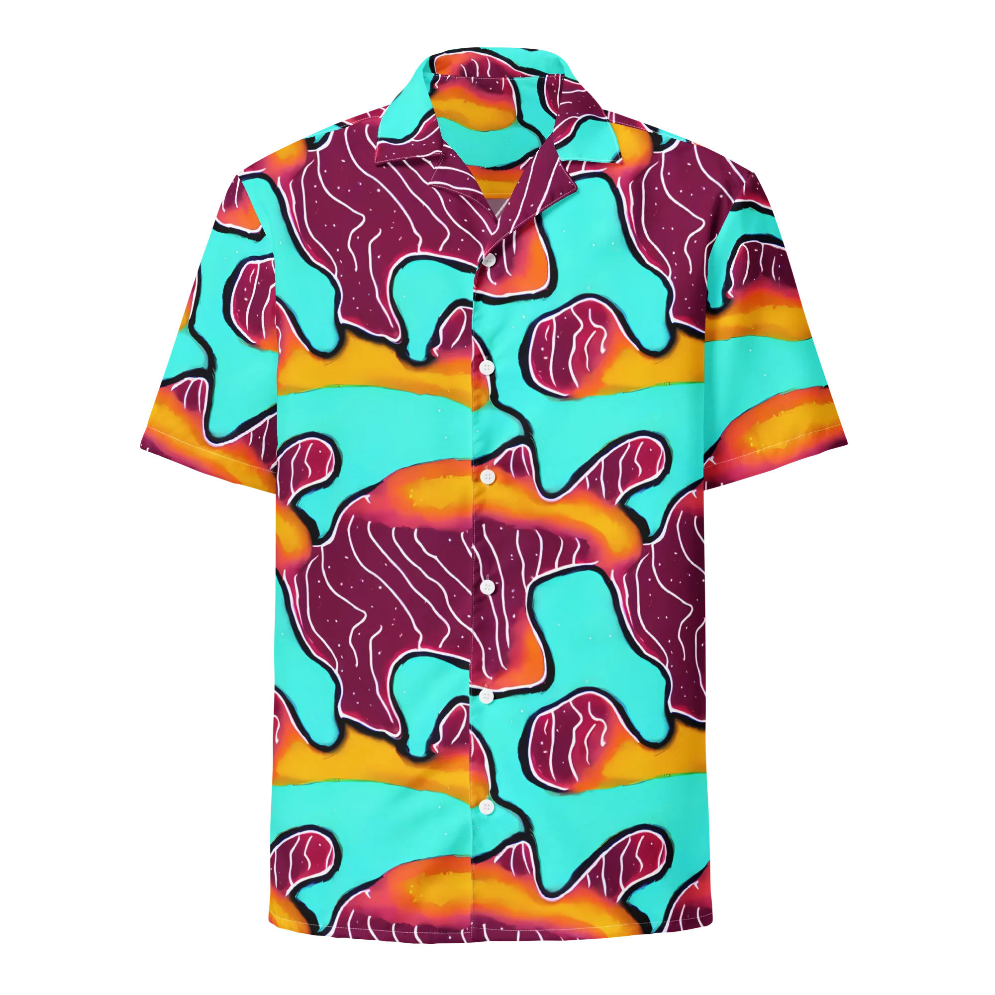 Aqua Heat on Button Shirt — Front