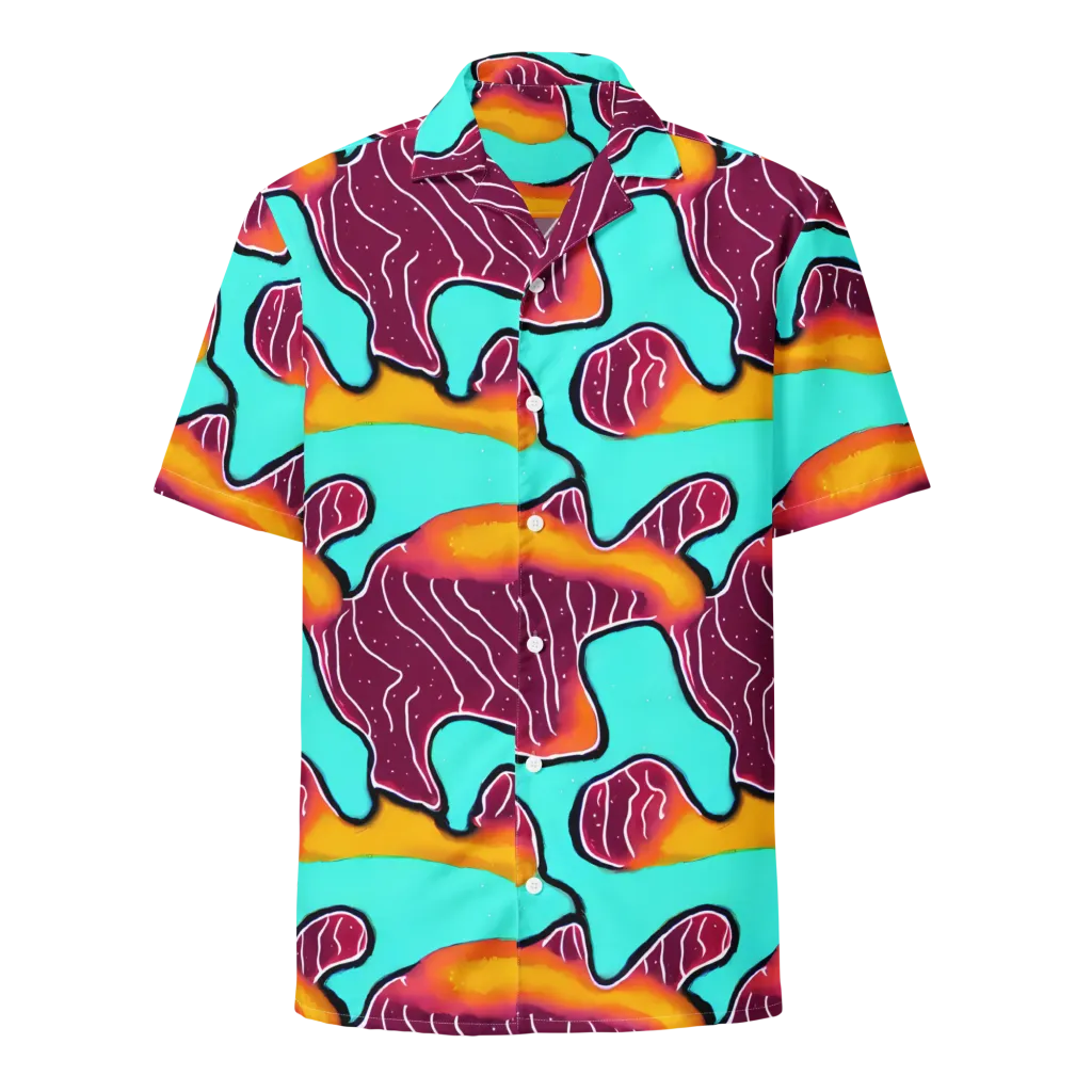 Aqua Heat on Button Shirt — Front