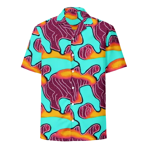 Aqua Heat on a Button Shirt