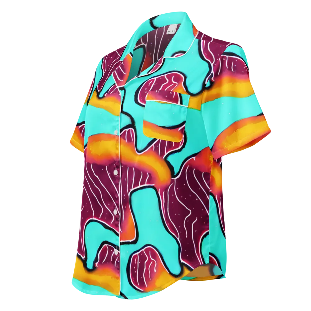 Aqua Heat on Women's Short Sleeve Pajama Top — Left Front