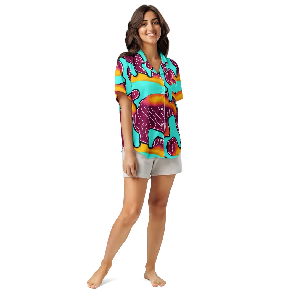 Aqua Heat on Women's Short Sleeve Pajama Top — Front