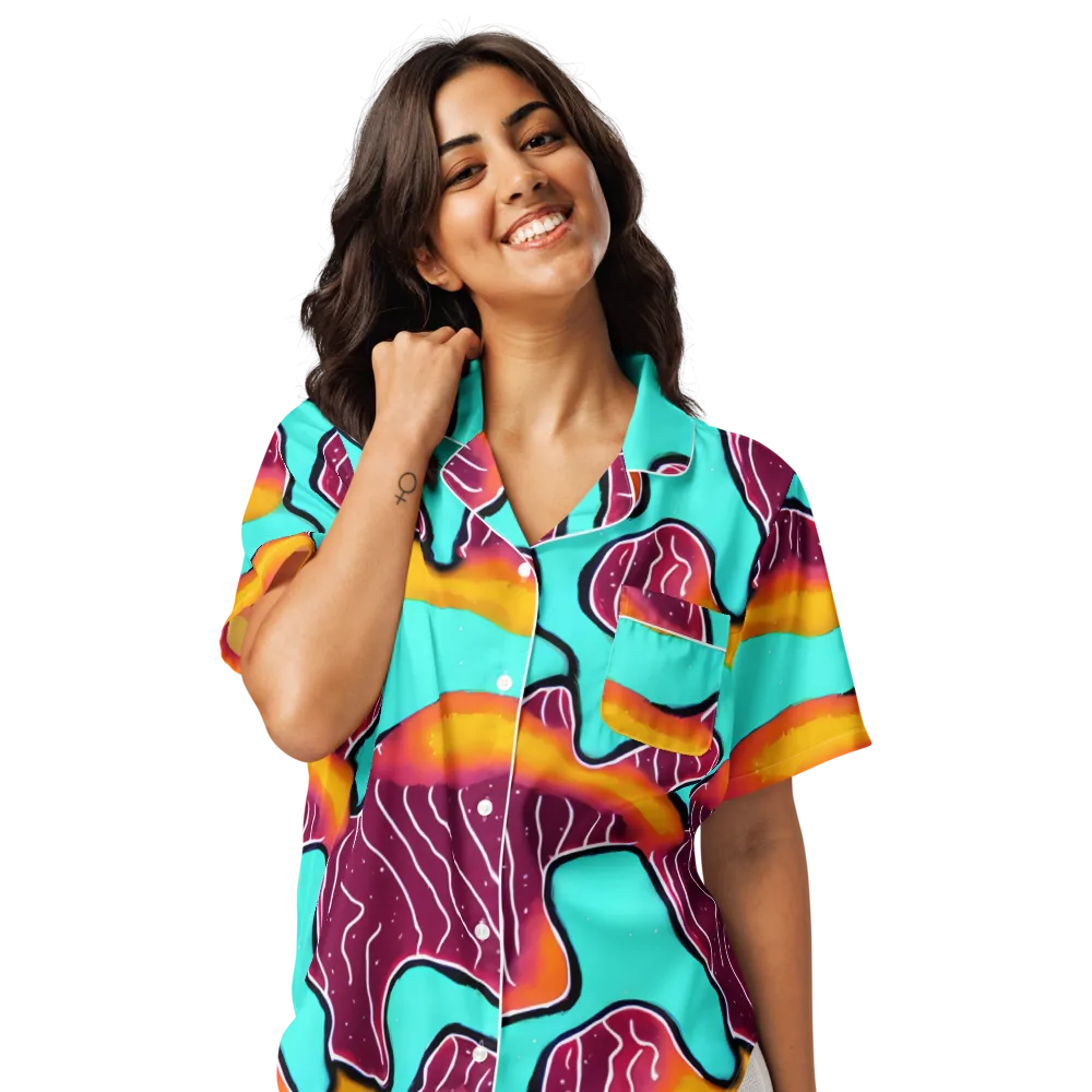 Aqua Heat on Women's Short Sleeve Pajama Top — Front
