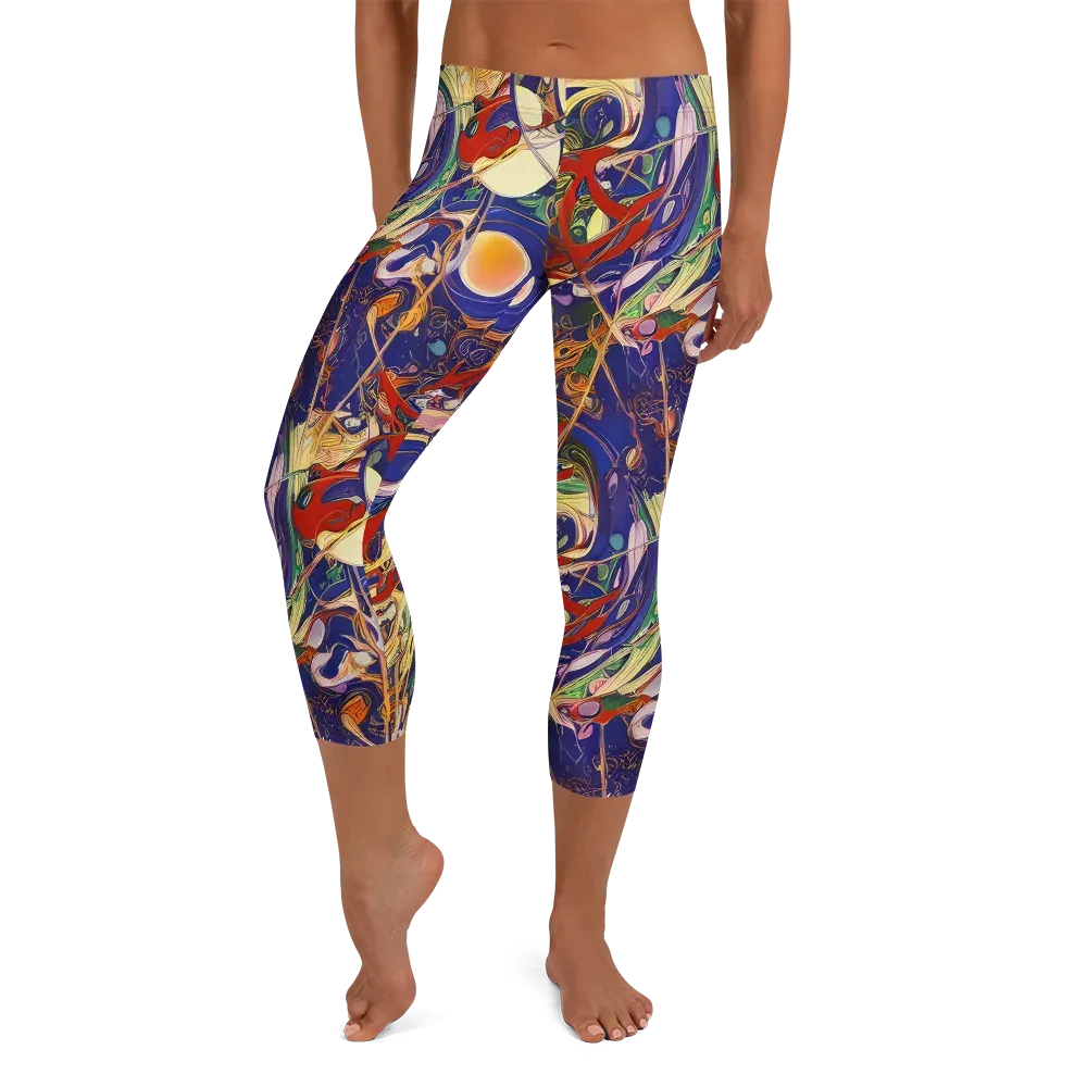 Navy Metamorphosis on Capri Leggings — Front
