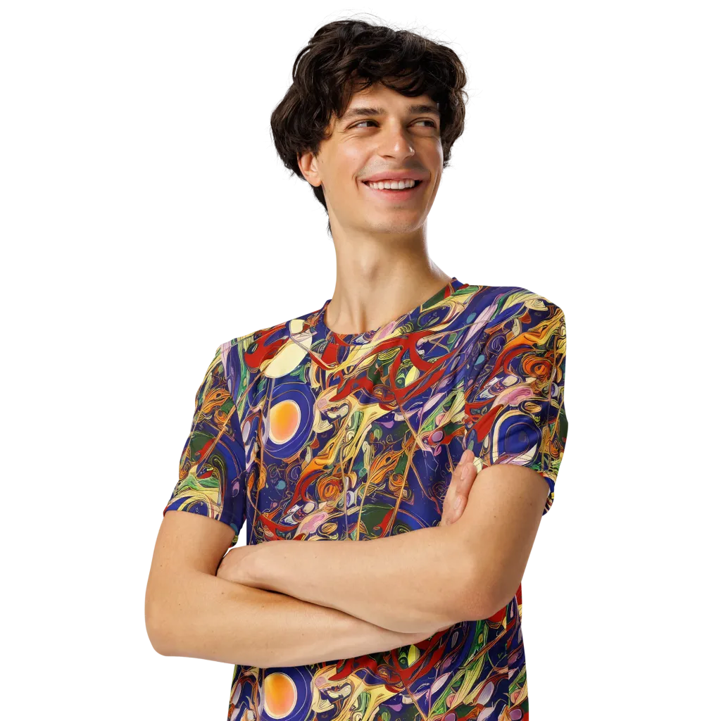 Navy Metamorphosis on Men's Crew Neck T-Shirt — Left Front