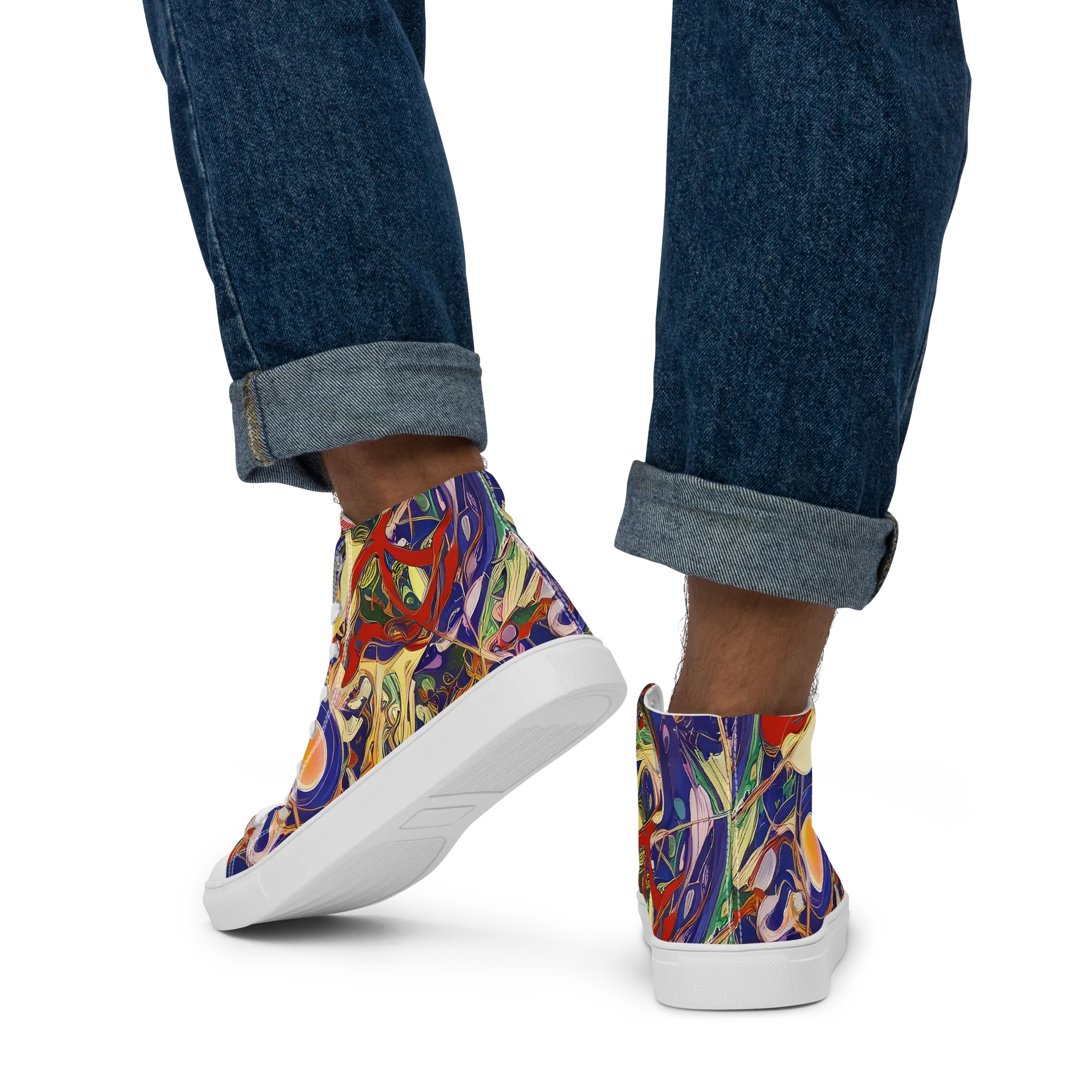 Navy Metamorphosis on Men's High Top Canvas Shoes — Back