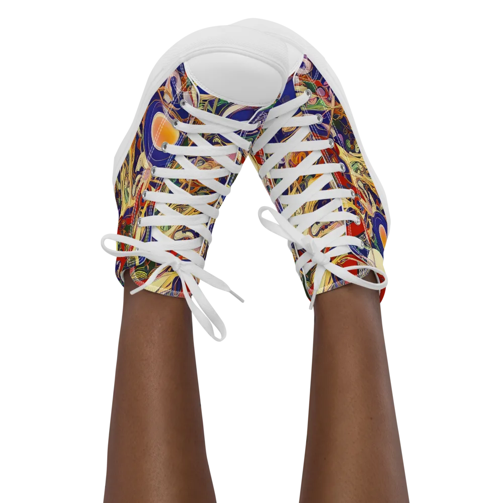 Navy Metamorphosis on Women's High Top Canvas Shoes — Front