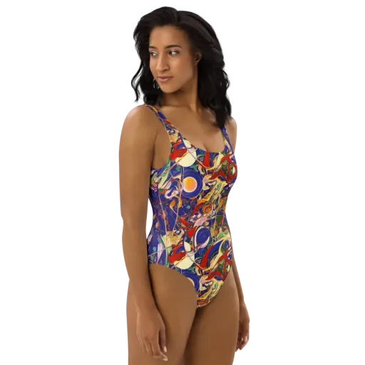 Navy Metamorphosis on a One-Piece Swimsuit