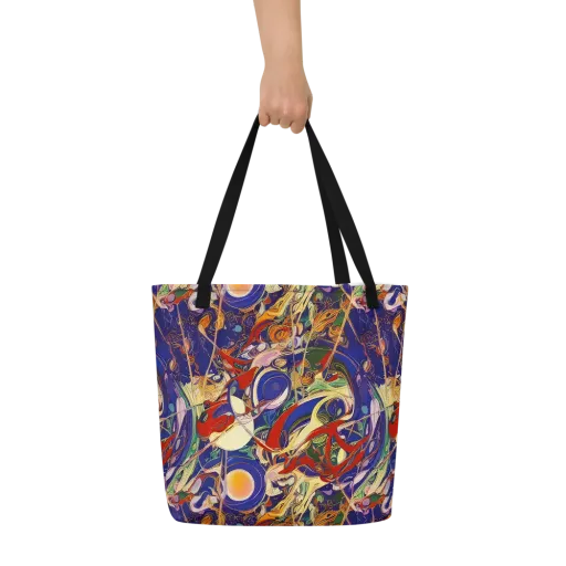 Navy Metamorphosis on a Large Tote Bag W/ Pocket