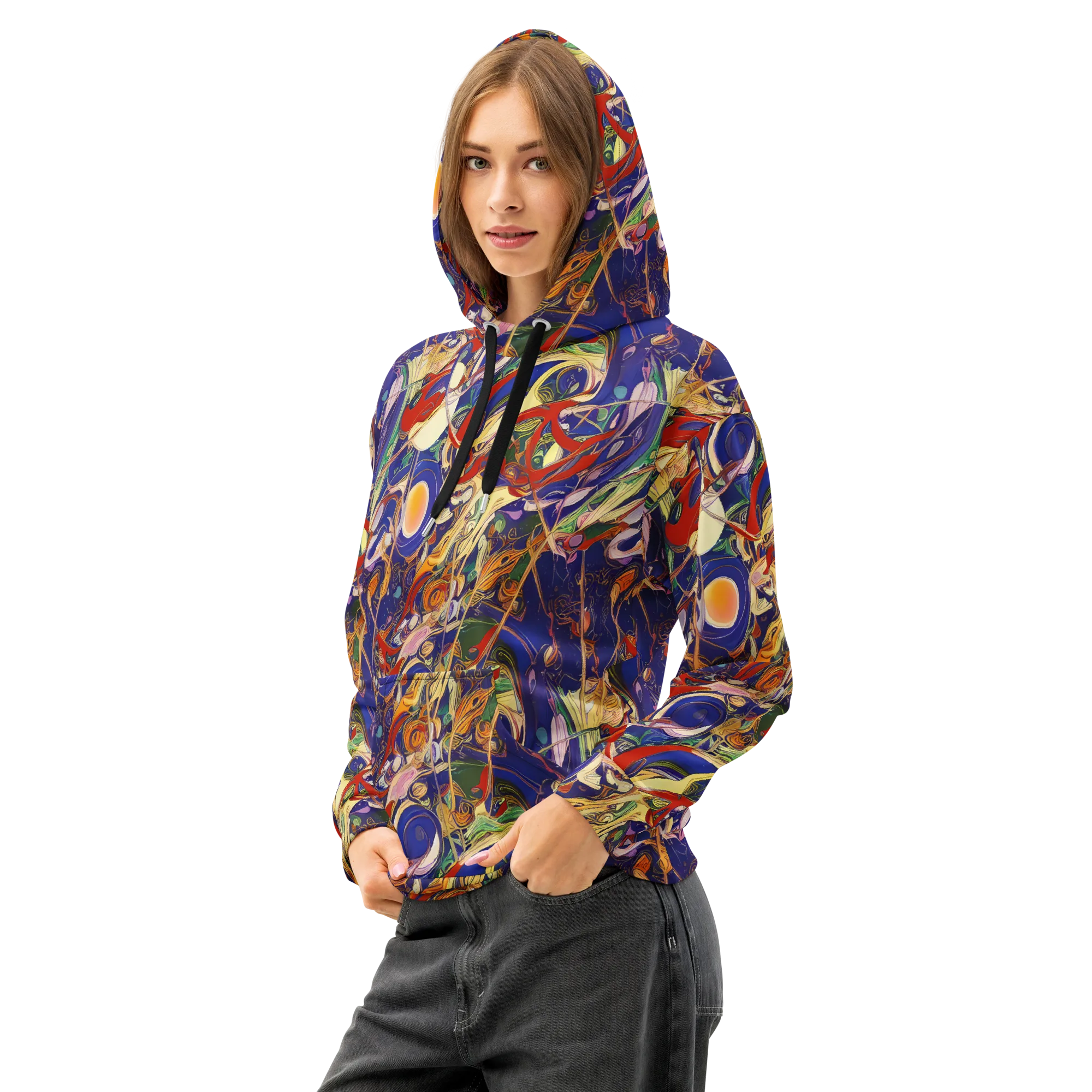 Navy Metamorphosis on Cotton Hoodie — Left Front