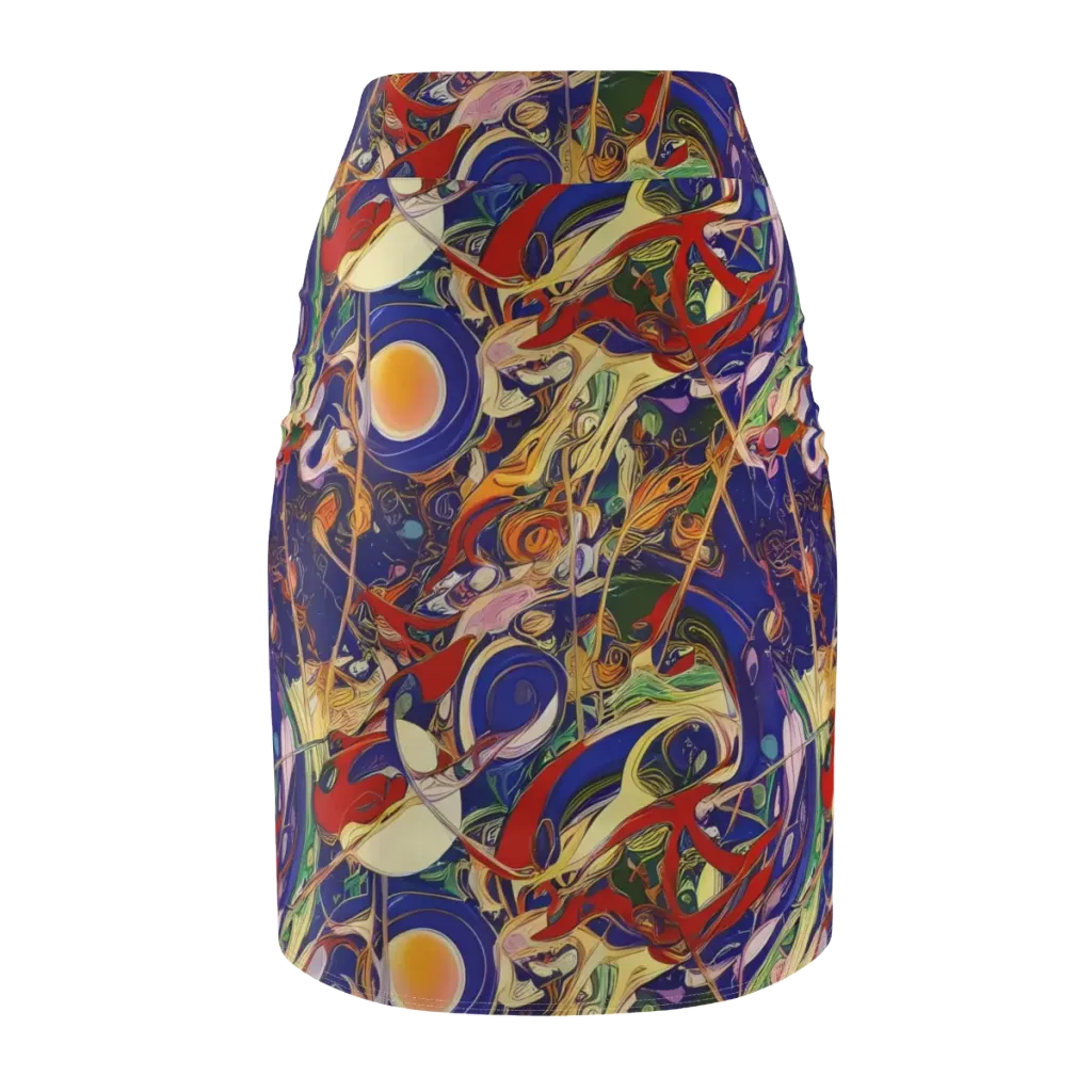 Navy Metamorphosis on Pencil Skirt — Back