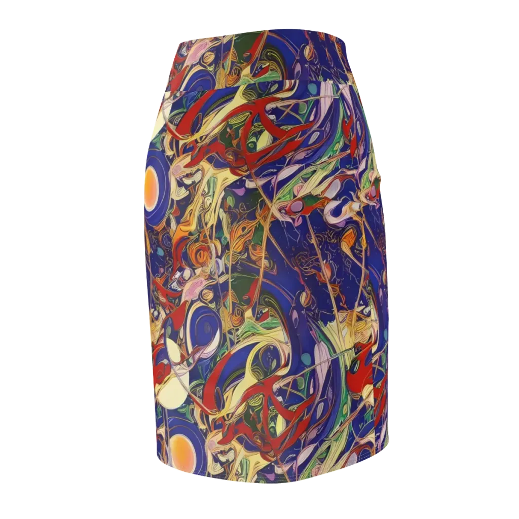 Navy Metamorphosis on Pencil Skirt — Back Side