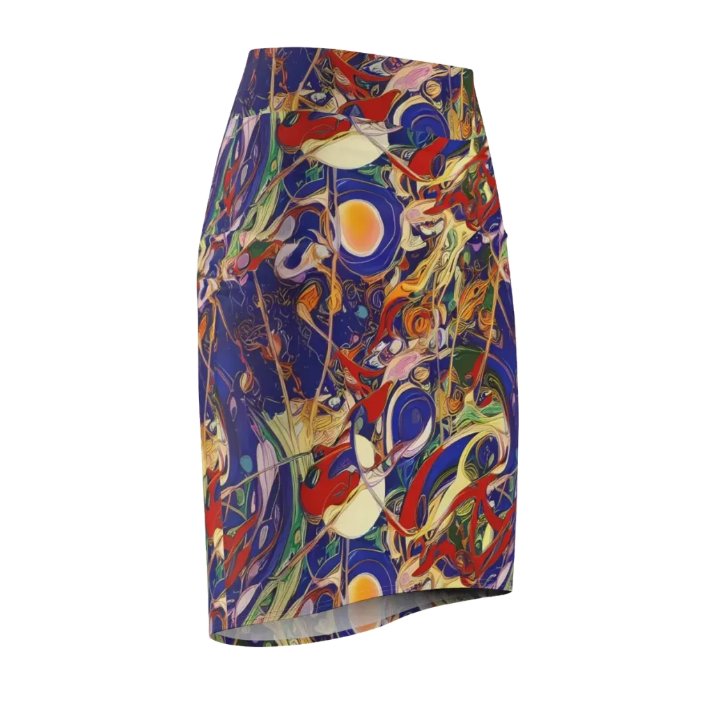 Navy Metamorphosis on Pencil Skirt — Front Side