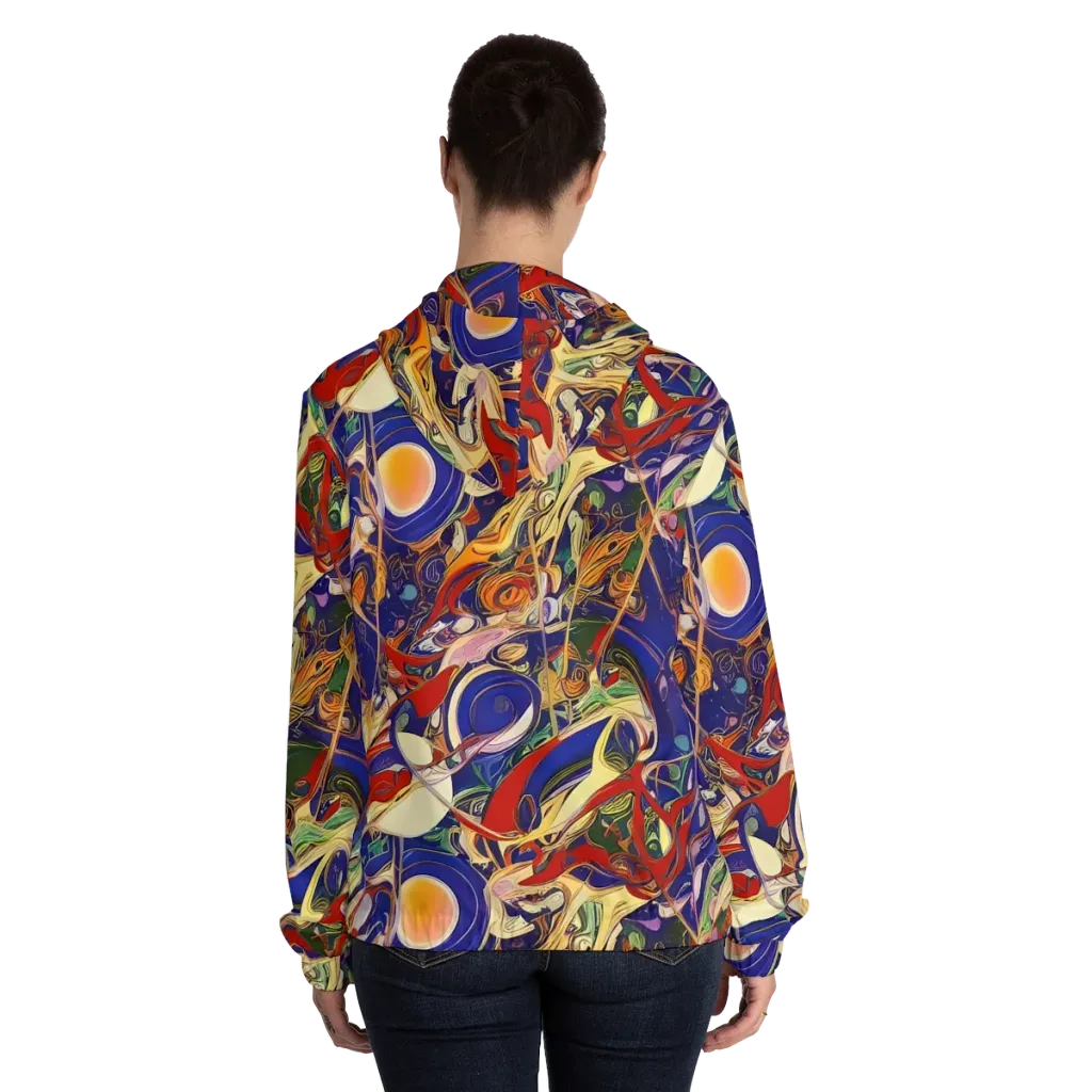 Navy Metamorphosis on Women's Full-Zip Hoodie — Back On Person