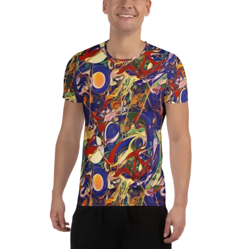 Navy Metamorphosis on a Men's Athletic T-Shirt
