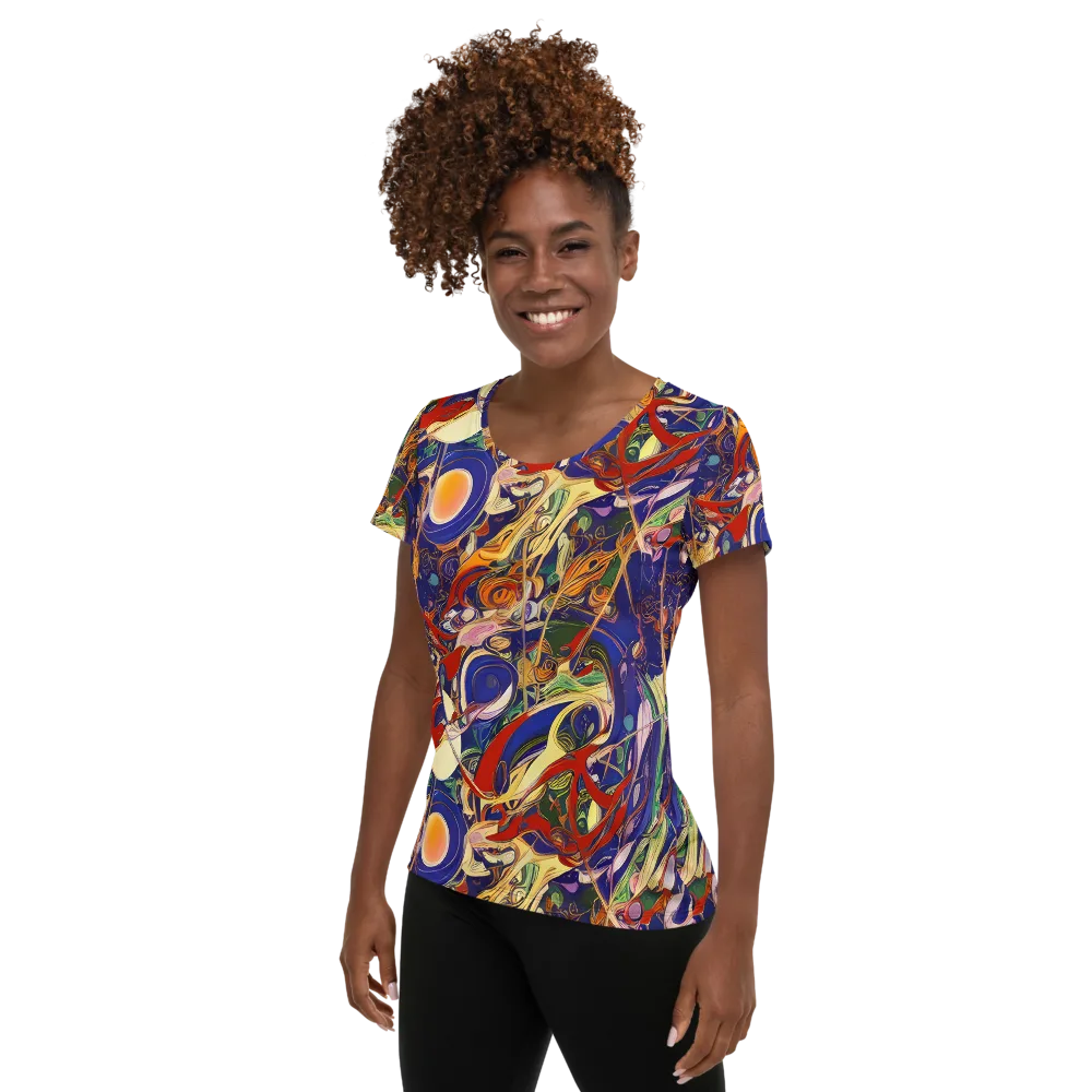 Navy Metamorphosis on Women's Athletic T-Shirt — Left