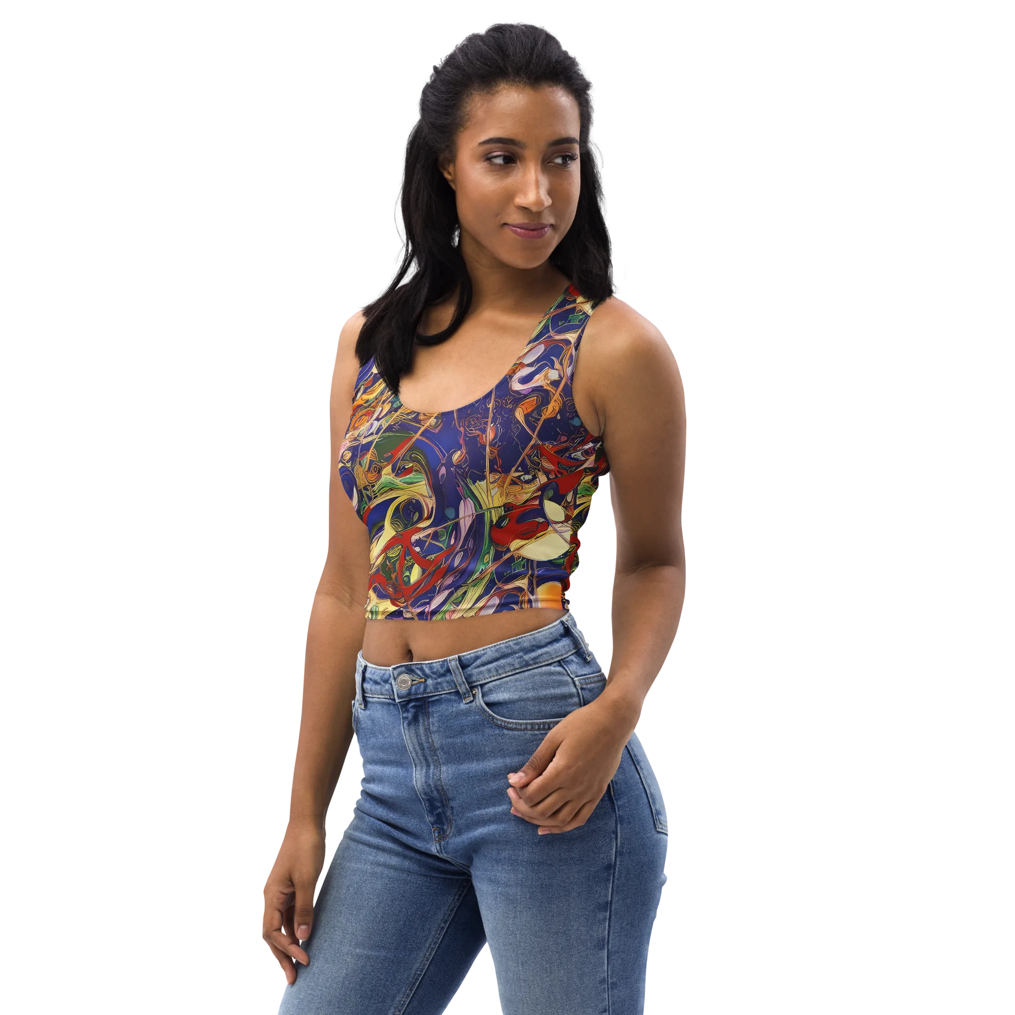 Navy Metamorphosis on Crop Top — Left Front