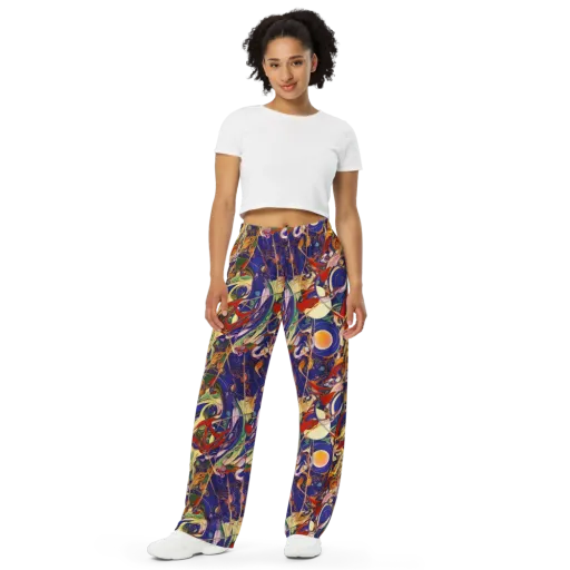 Navy Metamorphosis on a Wide-Leg Pants