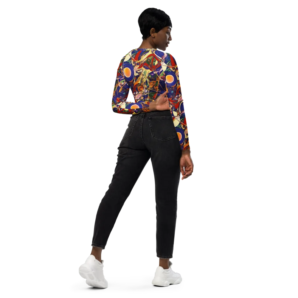 Navy Metamorphosis on Long Sleeve Crop Top — Right Back