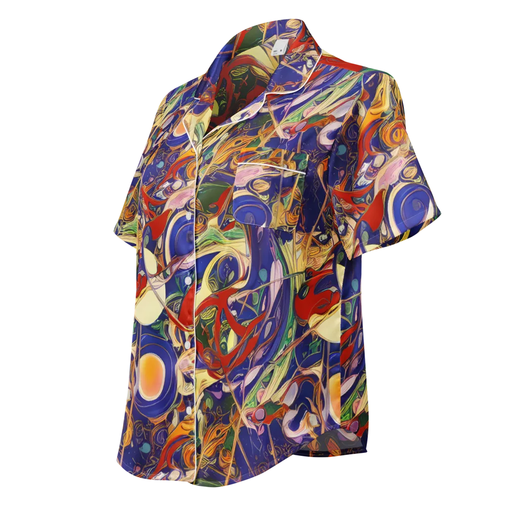 Navy Metamorphosis on Women's Short Sleeve Pajama Top — Left Front