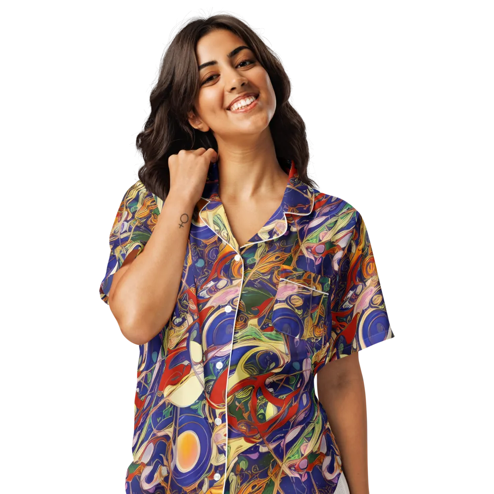 Navy Metamorphosis on Women's Short Sleeve Pajama Top — Front