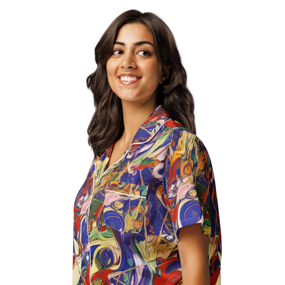 Navy Metamorphosis on Women's Short Sleeve Pajama Top — Left Front