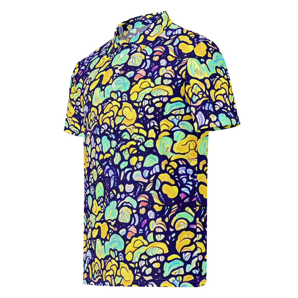 Indigo Fruit Riot on Men's Slim Fit Polo Shirt — Left Front