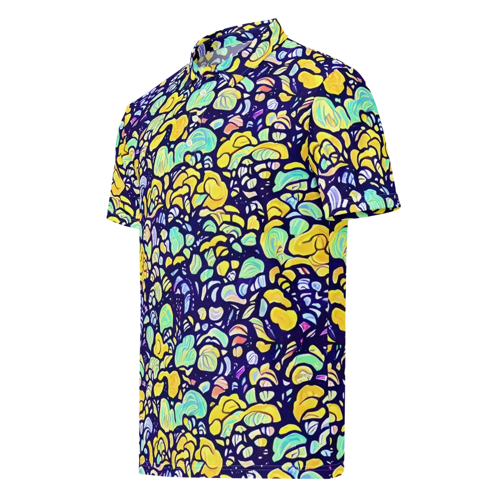 Indigo Fruit Riot on Men's Slim Fit Polo Shirt — Left Front