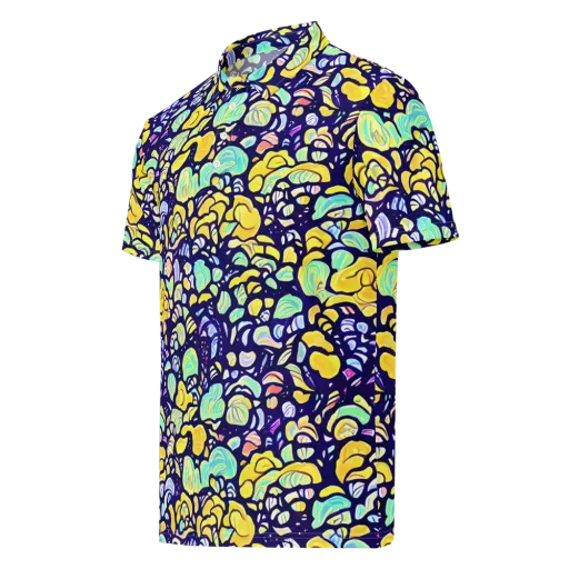 Indigo Fruit Riot on a Men's Slim Fit Polo Shirt