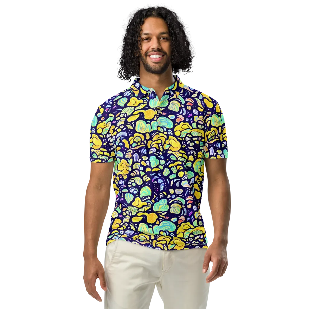 Indigo Fruit Riot on Men's Slim Fit Polo Shirt — Front