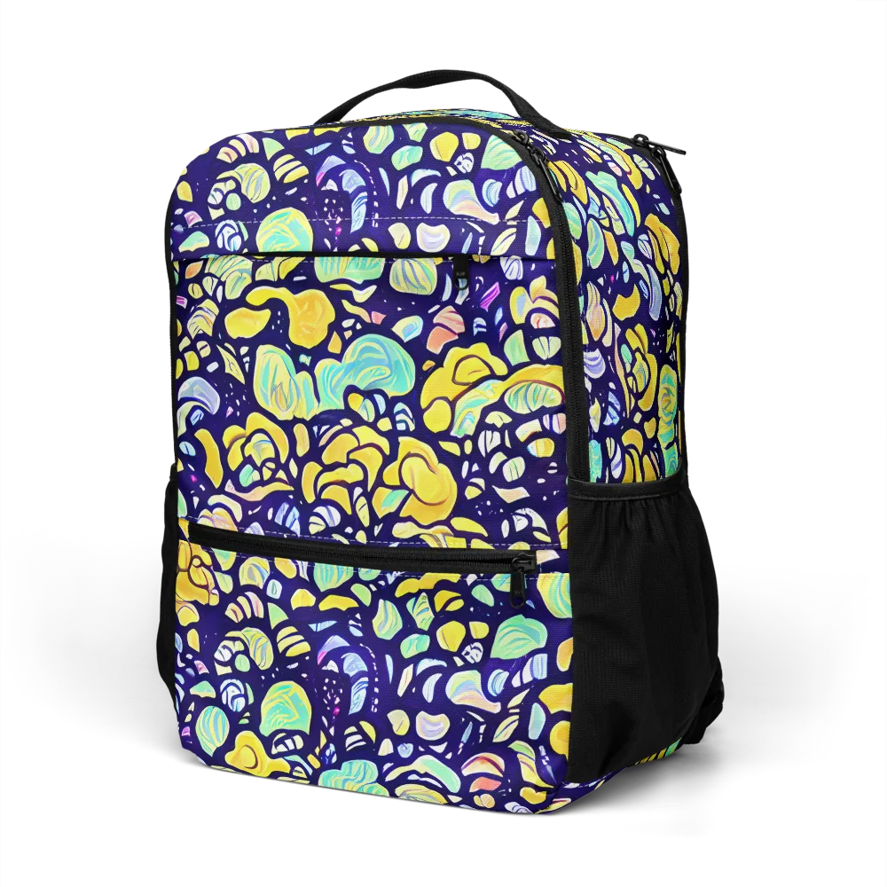 Indigo Fruit Riot on Utility Backpack — Left Front