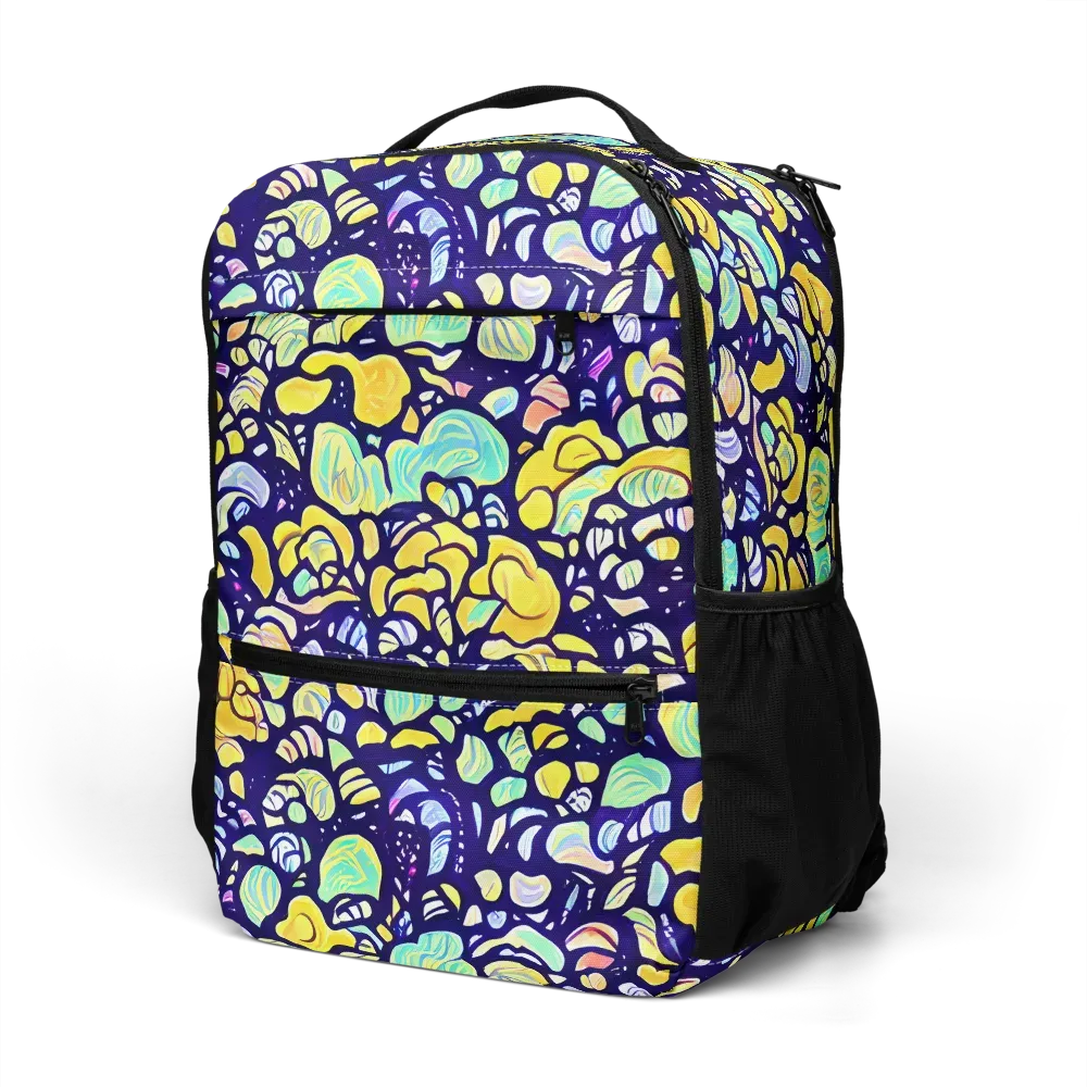 Indigo Fruit Riot on Utility Backpack — Left Front