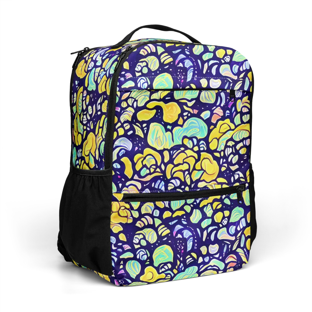 Indigo Fruit Riot on Utility Backpack — Right Front